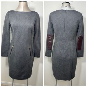 Lauren Ralph Lauren Long Sleeve w/ Leather Elbow Patches Dress Size 6 in Gray